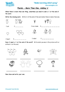 Worksheets for kids - plurals-more-than-1-adding-s